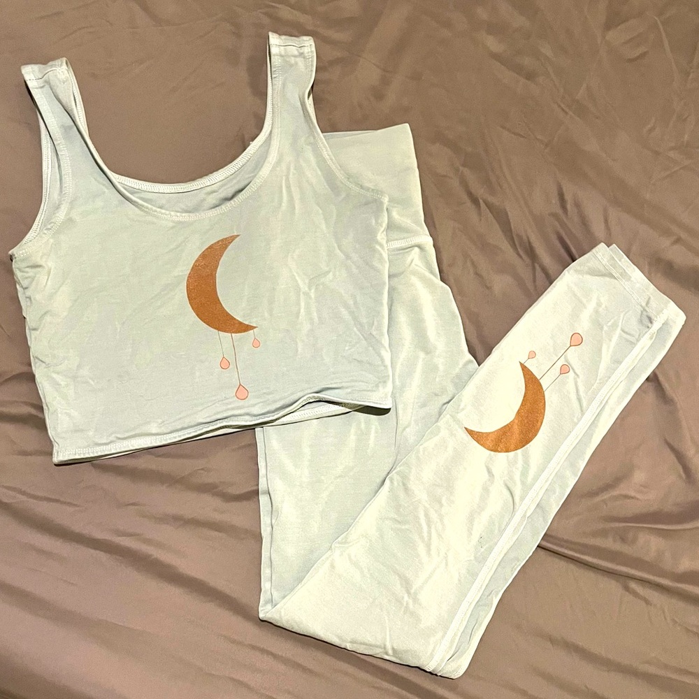 Purusha People Moondrop Baby Blue Bralette and Legging Set